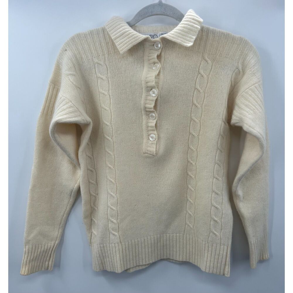 Vintage Marshall Field Cream Lambswool Angora Knit Sweater Old Money S Flawed